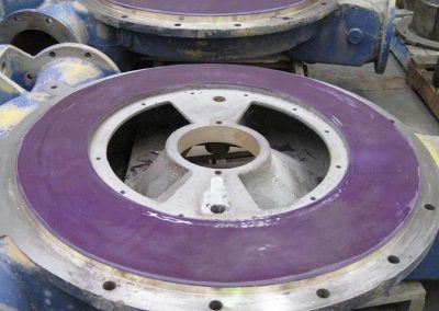 Vacuum pump end plates lined with Loctite Composite coatings to reduce hangup